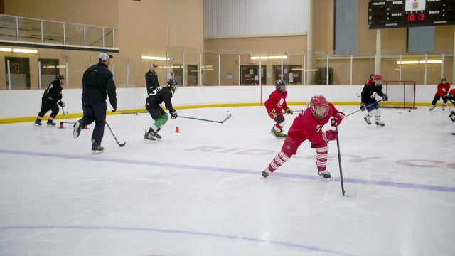 Young players participate in power skate